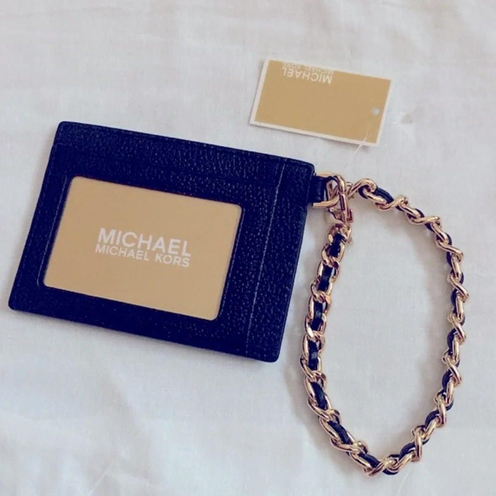 New- Micheal Kors key & card holder with attached chain